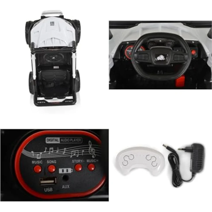 Moni Elektro-Kinderauto Buggy UTV 5588, Belastbarkeit 30 kg, Fernbedienung MP3 Gurt 2 Motoren Lichter – Bild 4