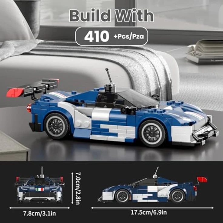 Mould King 27086 Technik Speed Champion Rennwagen F488GT3, Klemmbausteine Set mit 410 Teilen und Acryl Vitrine für Jugendliche und Erwachsene – Bild 2