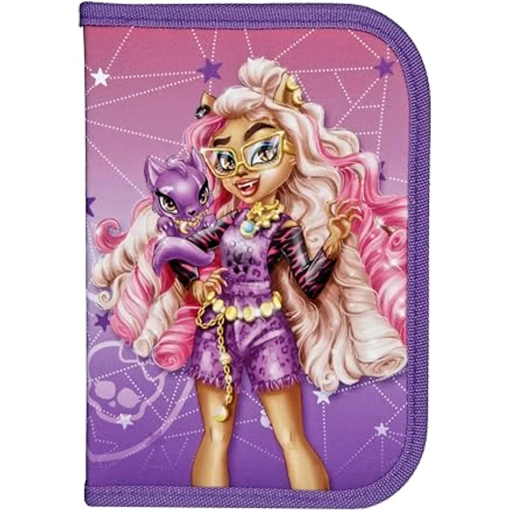 Scooli Gefülltes Schüleretui Monster High, Federmäppchen mit 14 Buntstiften, 2 Bleistiften und umfangreichem Zubehör, ideal für Schule und Freizeit, ergonomisch geformt, ab 6 Jahren – Bild 1