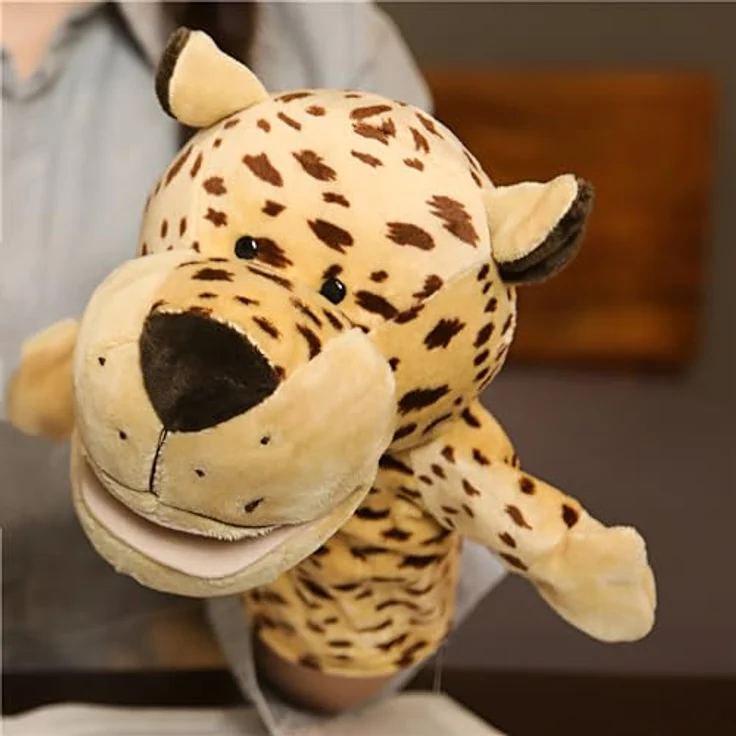 LOMTRATS Tierhandpuppen-Set für Kinder, Wolf, Tiger, Löwe und Affe mit beweglichen offenen Münder, 25 cm, ideal zum Geschichtenerzählen und Unterrichten – Bild 1