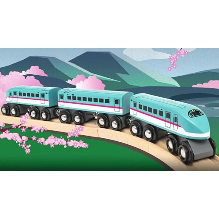 Brio 63608600 Shinkansen Series E5 Hayabusa Schnellzug mit 2 Lokomotiven und Personenwagen aus Holz, 3 Teile – Bild 8