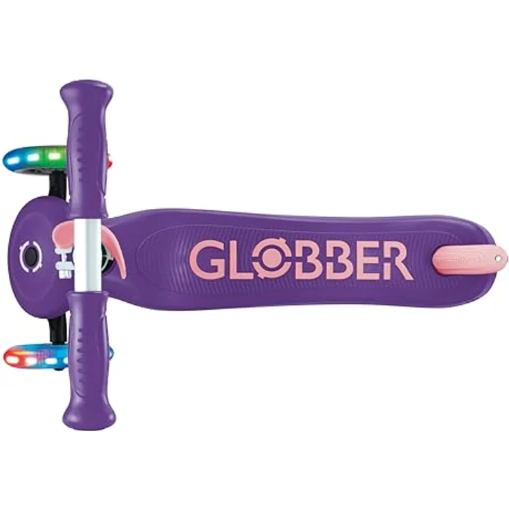 GLOBBER PRIMO PLUS LIGHTS – 3-rädriger Tretroller für Kinder, höhenverstellbar, LED-Leuchtrollen, ABEC 9, lila – Bild 6