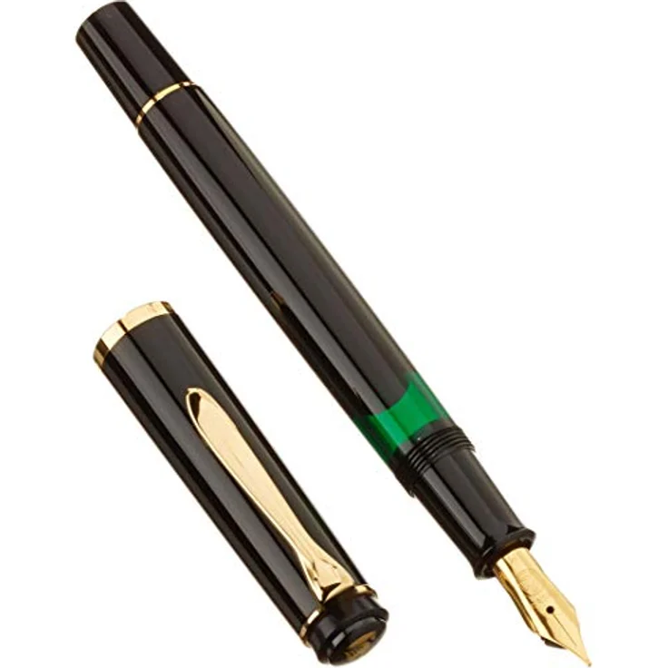 Pelikan Classic M 200, Kolbenfüllhalter mit vergoldeter Edelstahlfeder und schwarzem Edelharz-Schaft – Bild 2