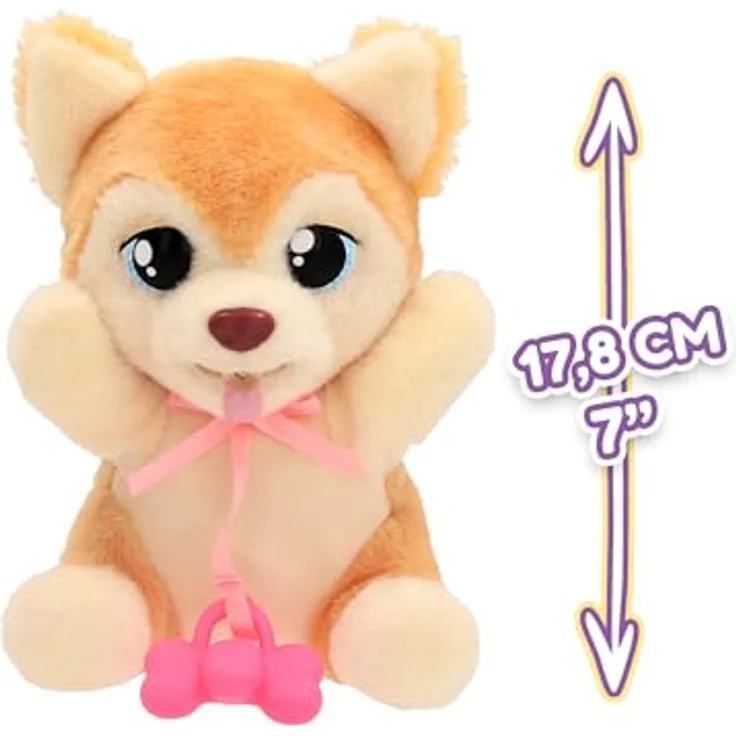 Spectron Baby Paws Yummy Shiba Inu Kuscheltier, interaktives Spielzeug mit Zubehör, 20 cm – Bild 3