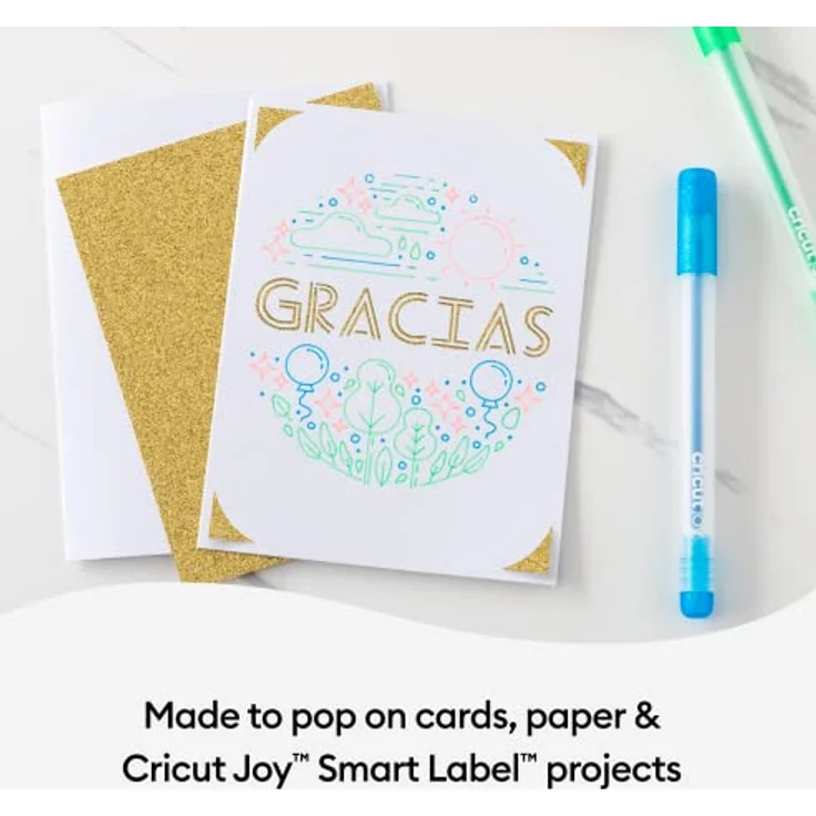 Cricut 2009964 Glitter Gel Pen Set | Regenbogen | Feinpunkt 0, 8 mm | 10 Pack | Zur Verwendung Joy, mehrfarbig, Cricut Joy – Bild 5