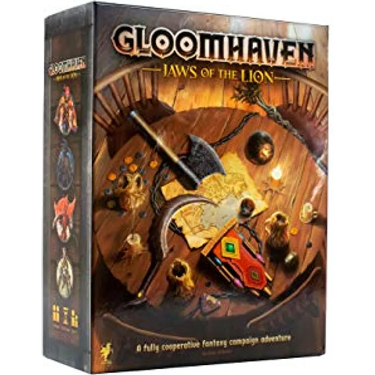 Enigma Gloomhaven: Jaws of the Lion, eigenständiges Brettspiel mit 4 Charakteren, 16 Monsterarten und vereinfachtem Regelwerk