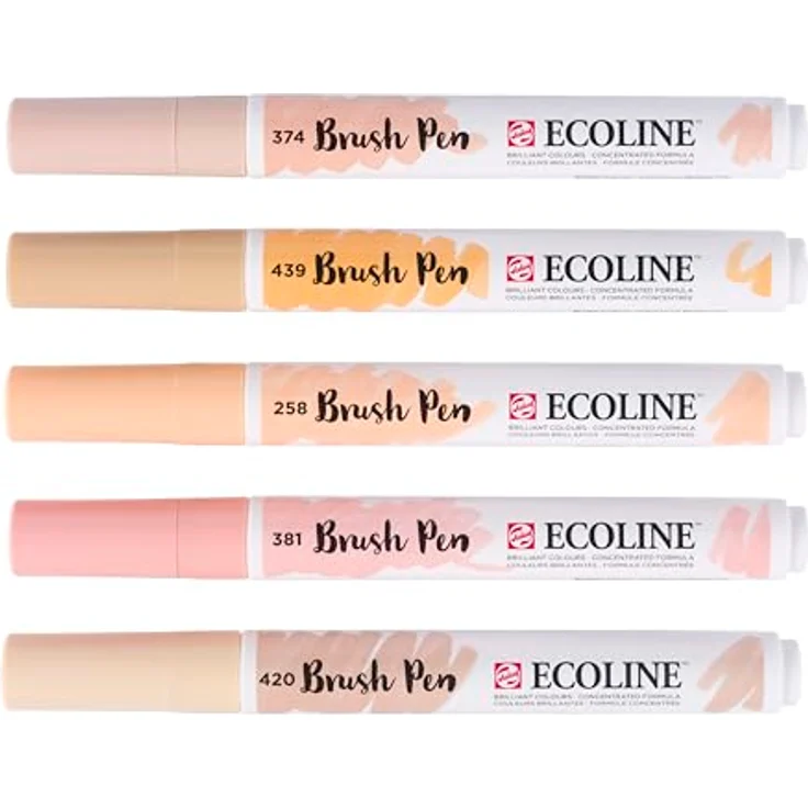 Ecoline Brush Pen-Set 5 flüssige Aquarellstifte in Beige-Rosatönen – Mischbare Pinselstifte für Handlettering und Zeichnen – Bild 5