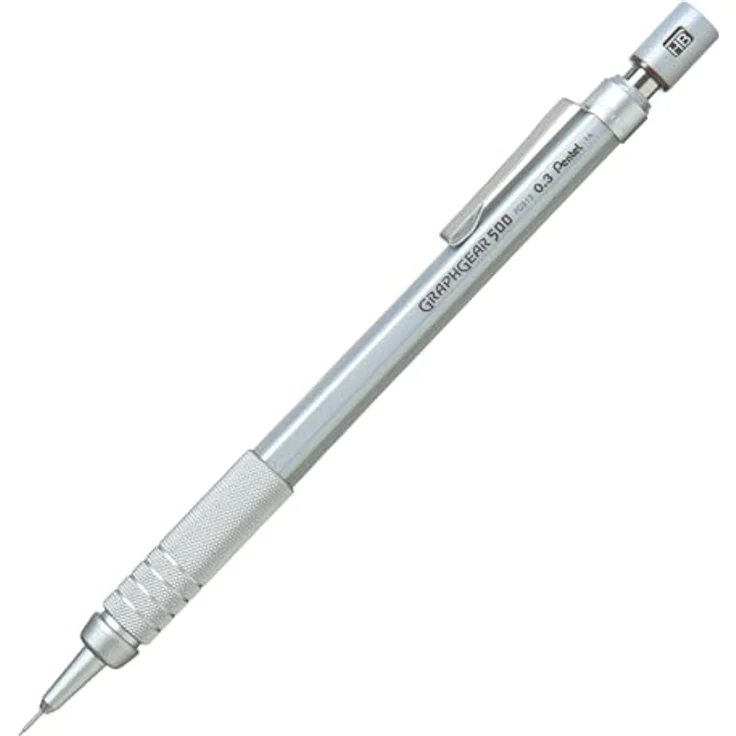 PENTEL Graphgear 500, Druckbleistift 0,3mm mit starrer Minenführung, silber/braun – Bild 1