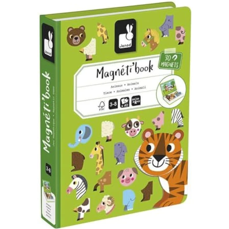 Janod Lernspielzeug Magnetbuch - Tiere, kreatives Magnetspielset mit 30 bunten Tier-Magneten und Aufbewahrungsbox, für Kinder von 3-8 Jahren – Bild 4