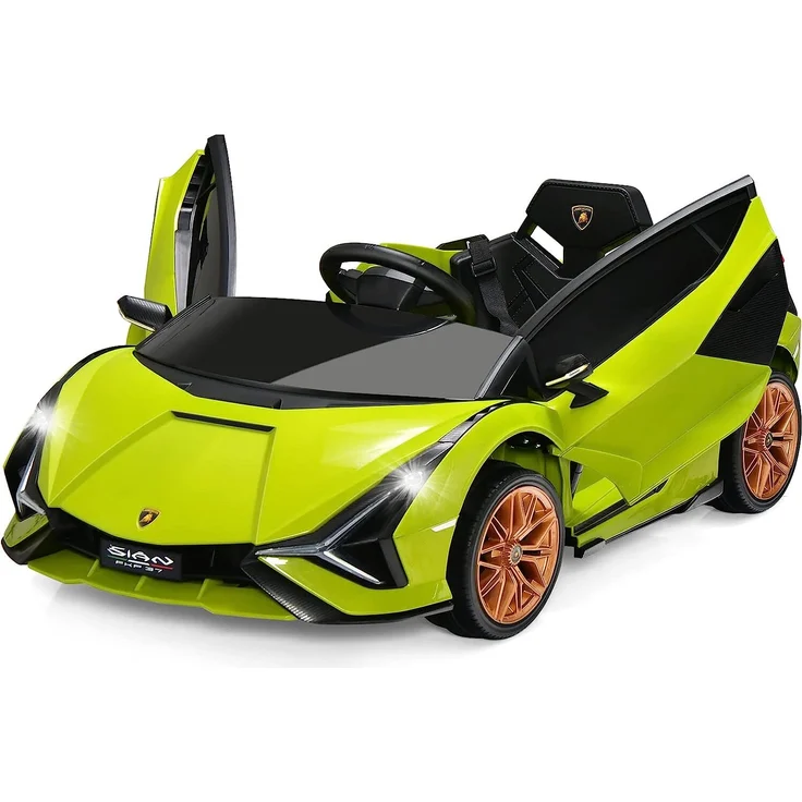 Dreamade Lamborghini 12 V Kinder Elektroauto Sian FKP 37, mit 2,4 Ghz Fernbedienung & Sicherheitsgurt, Kinderauto, Kinderfahrzeug mit Licht & Musik & Hupe, Elektrofahrzeug für Kinder ab 3 Jahre (Grün)
