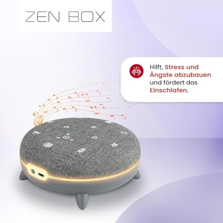 TERRAILLON Zen Box, Entspannungshilfe mit 7 beruhigenden Sounds, Bluetooth-Musikstreaming, 8 Lichteinstellungen, weiß, USB-C – Bild 2