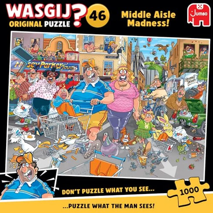 Wasgij Original 46, Parkplatz-Wahnsinn Puzzle mit 1000 Teilen und einzigartigem Konzept zur Nutzung von Fantasie und Hinweisen – Bild 1
