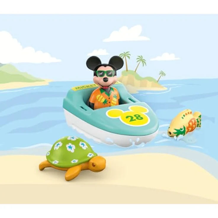 PLAYMOBIL 71417 1.2.3 & Disney: Mickys Bootstour Spielset, Wasserspielset mit schwimmendem Schlauchboot und Tigerfisch, Mehrfarbig – Bild 2