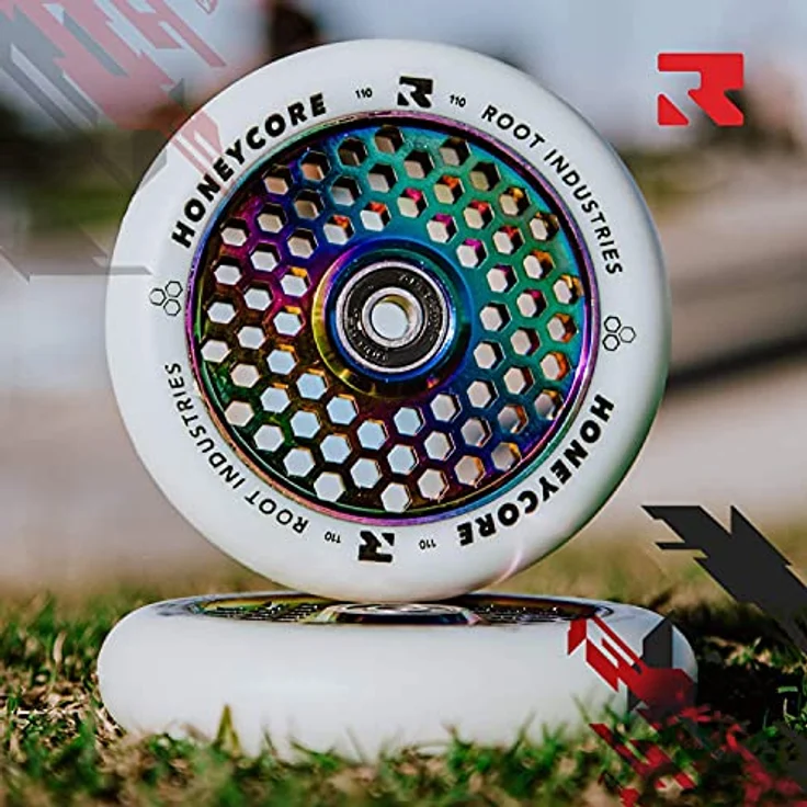 Root Industries Honeycore Stunt-Scooter Rollen 110mm, Aluminiumkern, Neochrom, 200g – Bild 5