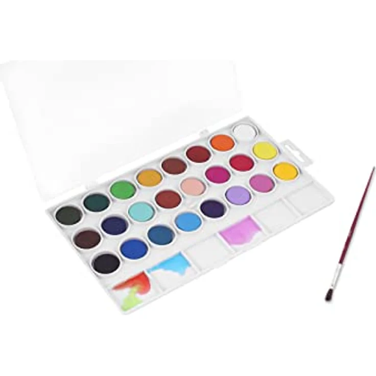Jovi Wasserfarbkasten, 24 Aquarellfarben mit Pinsel und Mischpalette, für Kinder ab 3 Jahren – Bild 2
