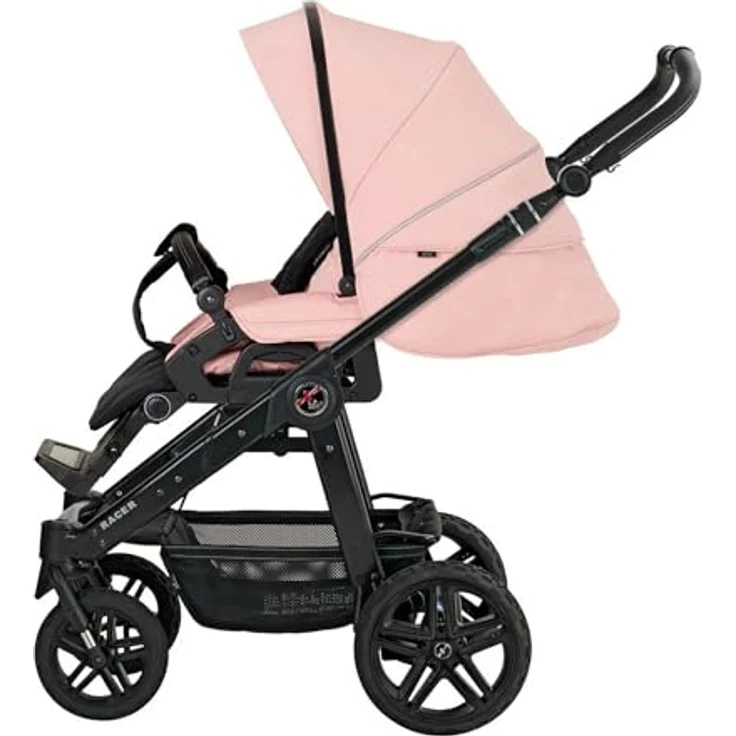 Hartan Kinderwagenset Racer GTS, Lachs, 3-teilig, Faltbare Babywanne, 5-Punkte-Gurt, Federung, Kugelgelagerte Räder, Made in Germany – Bild 5