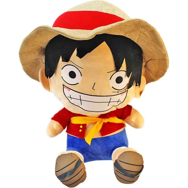 Sakami Merchandise GmbH One Piece Kuscheltier Ruffy XXL, ca. 80 cm, mit Plüsch-Strohhut und gestickten Augen