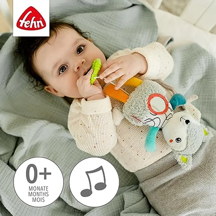 Fehn Mini-Spieluhr Fuchs – Kuscheltier & Einschlafhilfe mit Spiegel & herausnehmbarem Spielwerk – Melodie „Weißt du wieviel Sternlein stehen“ – zuhause & unterwegs – für Babys & Kinder ab 0+ Monaten – Bild 3
