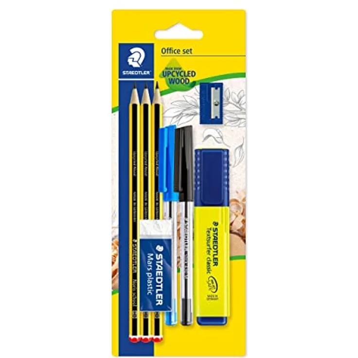 STAEDTLER Office Set, 3 Bleistifte, 2 Kugelschreiber, 1 Marker, 1 Radierer, 1 Spitzer, Büro Set auf Blisterkarte, 60 BK-4