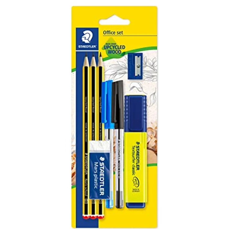 STAEDTLER Office Set, 3 Bleistifte, 2 Kugelschreiber, 1 Marker, 1 Radierer, 1 Spitzer, Büro Set auf Blisterkarte, 60 BK-4 – Bild 1