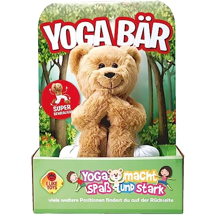 Bauer Spielwaren 12241 Bewegliches Kuscheltier-Yoga Bär, beige, 32 cm – Bild 1