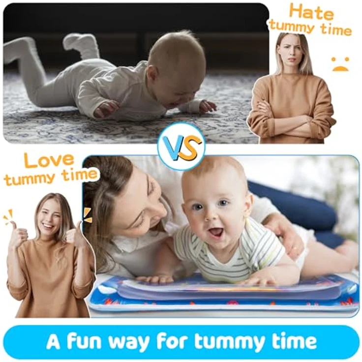 Yeeeasy Bauchzeit-Wassermatte für Babys, aufblasbare Wasserspielmatte mit buntem Meeresdesign, fördert sensorische Entwicklung, geeignet für 3 bis 12 Monate – Bild 2