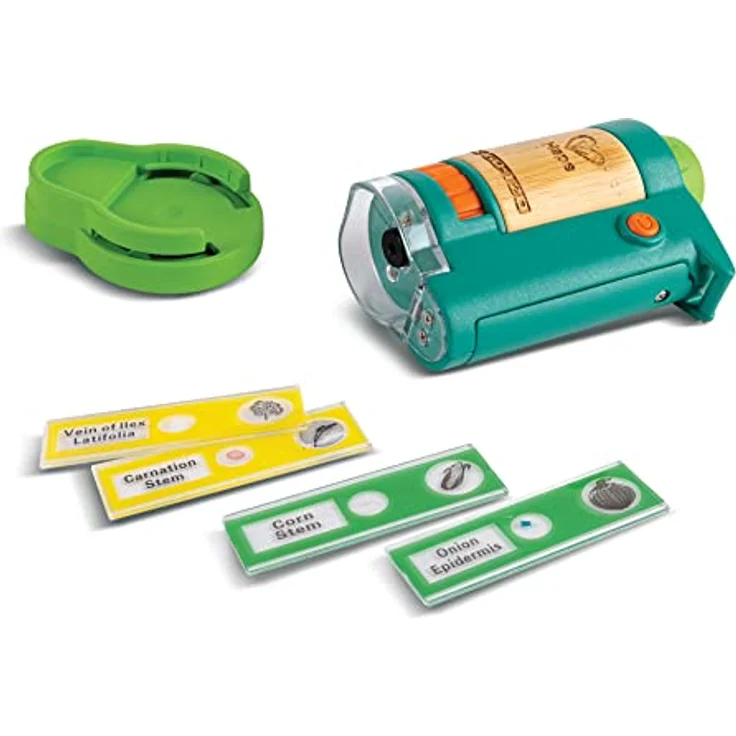 Hape Nature Fun Tragbares Mikroskop zum Entdecken aus Bambus und pflanzlichem Kunststoff, mit Licht und Objekträgern, ab 4 Jahre – Bild 3