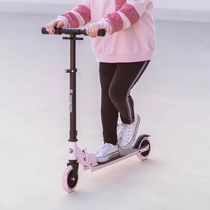 HyperMotion Willy Kinder-Zweirad-Scooter – faltbar, höhenverstellbar, Polyurethan-Räder, rosa – Bild 2