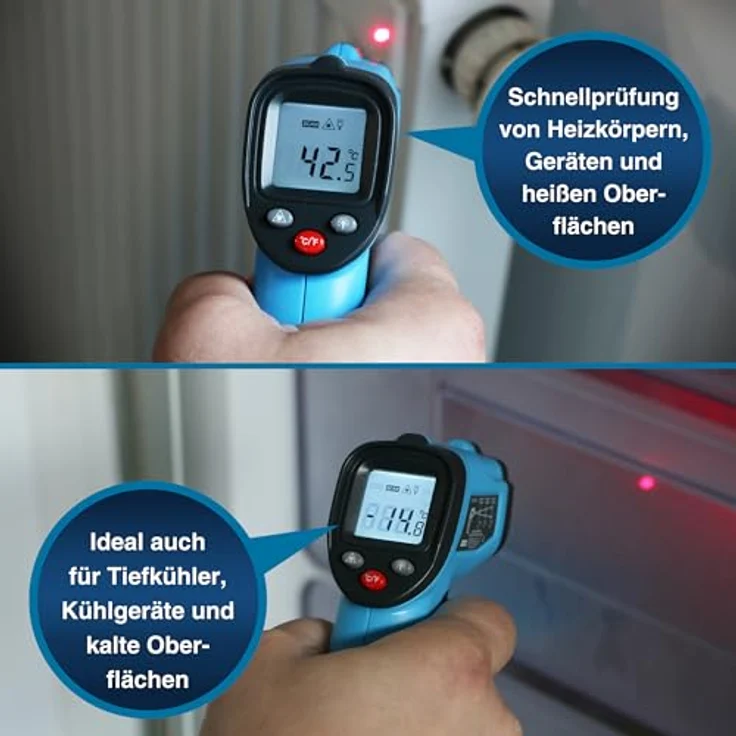 PeakTech Infrarot-Thermometer P 4940, Temperaturmessung von -50 °C bis +600 °C, Laser und LCD-Anzeige mit Hintergrundbeleuchtung – Bild 3