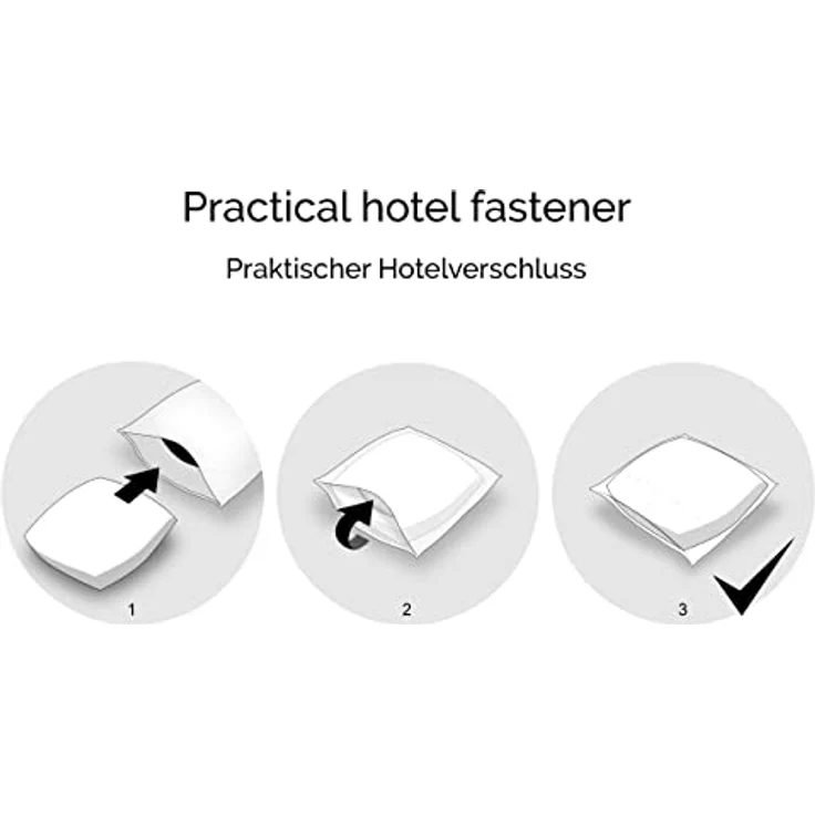 ZOLLNER Bettwäschegarnitur 2-teilig, 80x80 + 140x200 cm, HV, weiß - 100% Baumwolle, Satin, Hotelverschluss, pflegeleicht – Bild 5