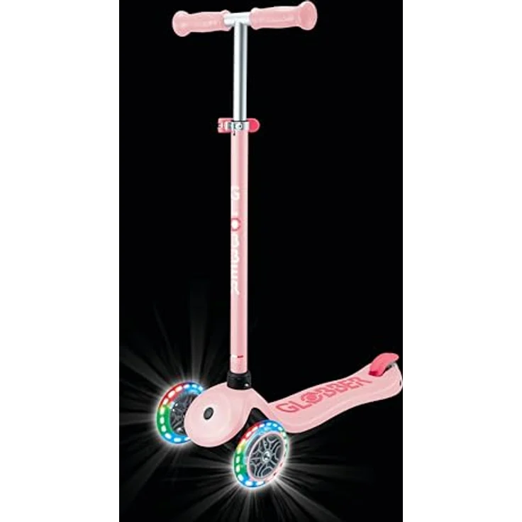 GLOBBER PRIMO PLUS LIGHTS, Tretroller für Kinder mit 3 Rollen, höhenverstellbar, LED-Leuchtrollen, pastellrosa, ABEC 9, max. Benutzergewicht 50 kg – Bild 6
