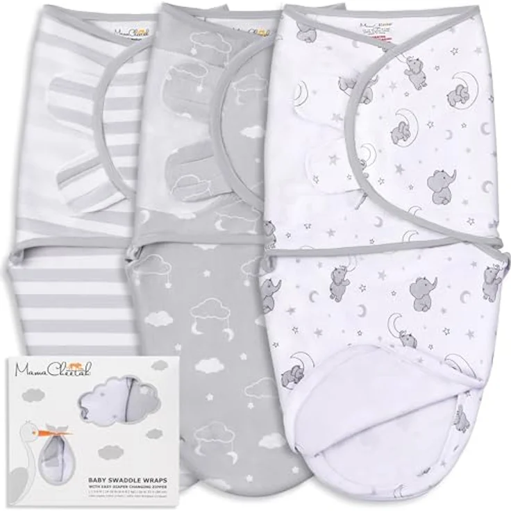 Mama Cheetah Pucksack für Babys, biologische Puckdecke, verstellbar, für Neugeborene von 0 bis 3 Monaten, aus 100% Bio-Baumwolle, atmungsaktiv und maschinenwaschbar, Unisex – Bild 1