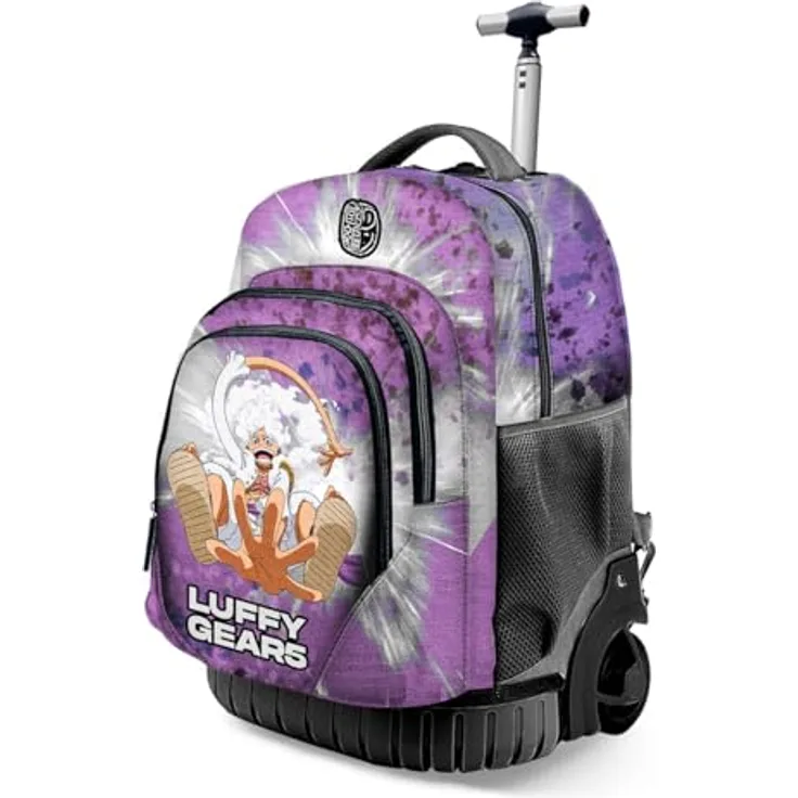 Karactermania Schulrucksack One Piece Ruffy "Luffy Gear 5", Trolley-Rucksack mit praktischen Rollen, 39L Volumen, 2 Hauptfächer, gepolsterte Tasche für elektronische Geräte, 47 cm hoch