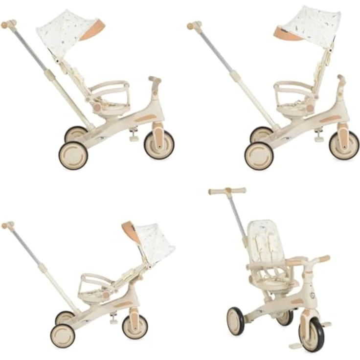 Byox Tricycle Juno 4 in 1, Dreirad mit drehbarem Sitz, Schiebegriff und Sonnendach, weiß beige, für Kinder ab 12 Monaten bis ca. 6 Jahre, max. 25 kg – Bild 4