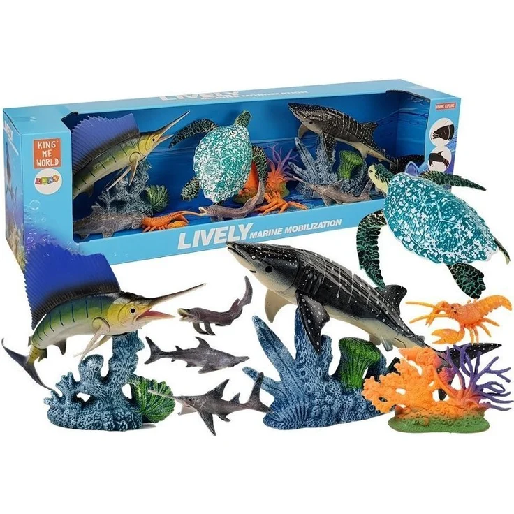 Leantoys Set Meerestiere und Pflanzen für Aquarium, 10 Teile mit beweglichen Figuren, Größe: Universal, geeignet für Kinder ab 3 Jahren