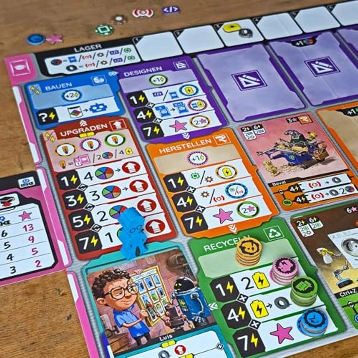 SPIEL DAS! Verlag Raising Robots, Kennerspiel ab 14 Jahren für 1-6 Spieler, strategieschrittbasierte Brettspiel mit 14 Erfindern und 96 Robotern – Bild 3