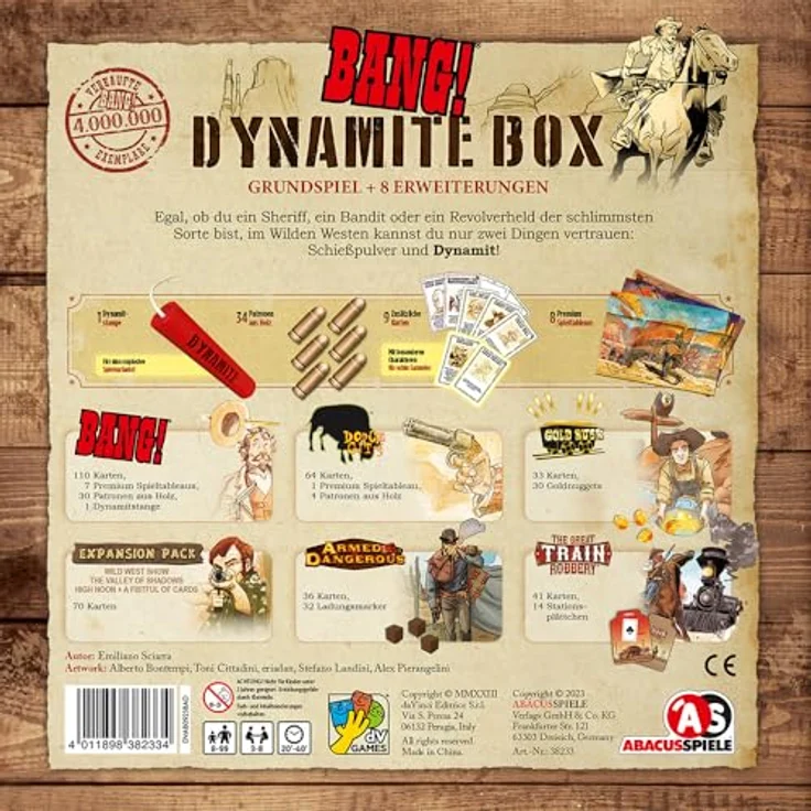 Abacusspiele BANG! Dynamite Box, komplette Brettspiel-Sammlung auf Deutsch, Sammlerbox – Bild 2