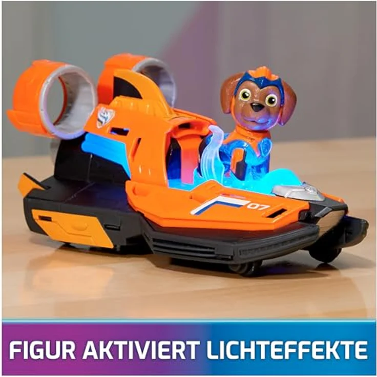 Spin Master PAW Patrol: Mighty Kinofilm Superhelden-Basis-Fahrzeug Zuma, Speedboot mit Licht- und Geräuscheffekten, Spielzeug für Kinder ab 3 Jahren – Bild 3
