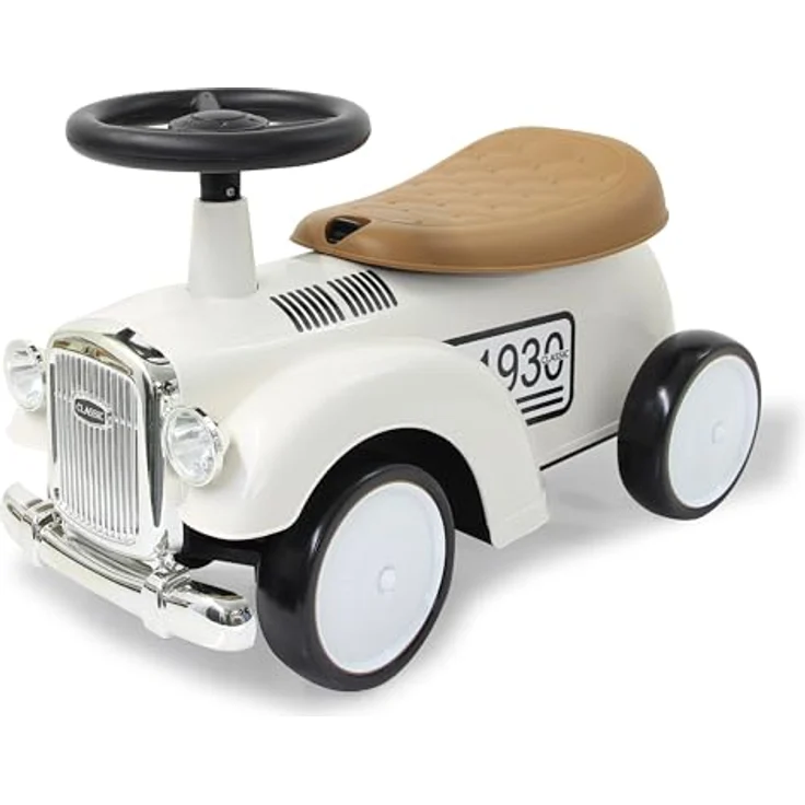 JAMARA 464010 Rutscher Classic Car-Kofferraum, Flüsterreifen, Scheinwerferattrappen, weiß – Bild 1