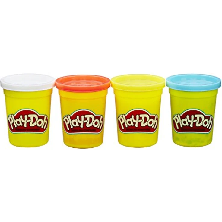 Play-Doh B6508ES0 Hasbro B6508EL2-4er Pack Grundfarben Knete, für fantasievolles und kreatives Spielen, blau, gelb, rot, weiß – Bild 1