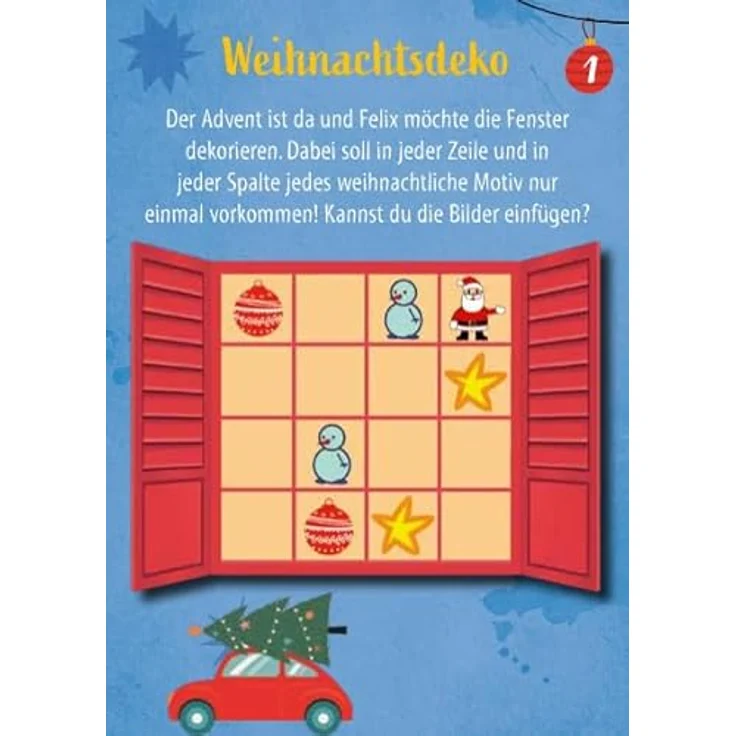 Kaufmann Rätseladventskalender for Kids 2, 24 knifflige Rätsel und Ausmalbilder für Kinder ab 8 Jahren, handlich und schön gestaltet – Bild 7