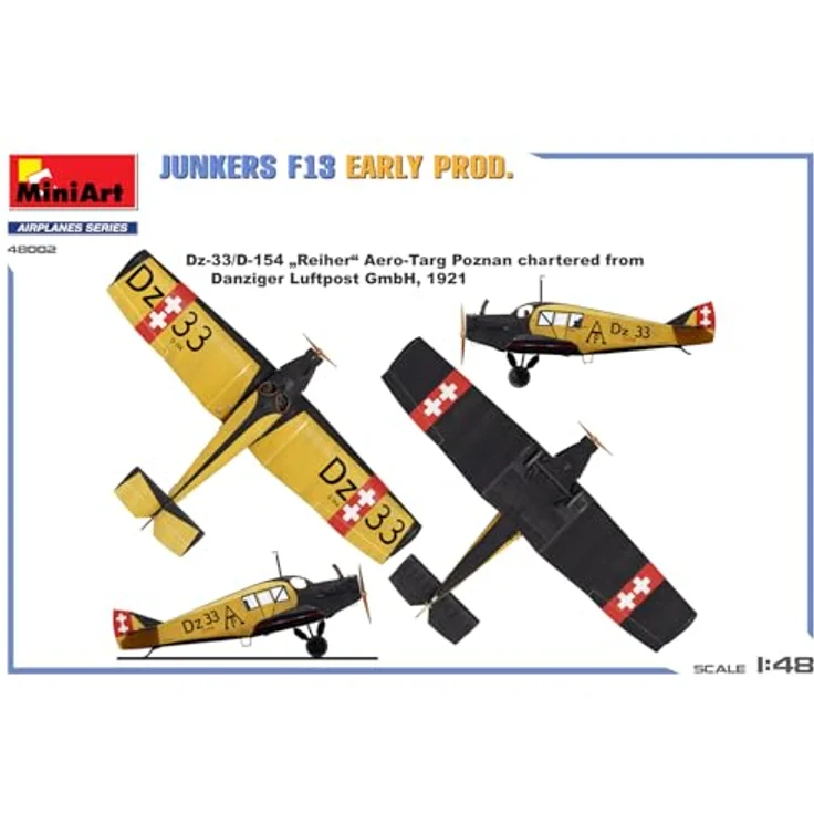 MiniArt 48002, 1:48 Junkers F13 frühe Produktion, detailreicher Plastik Modellbausatz zum Zusammenbauen, unlackiert – Bild 5
