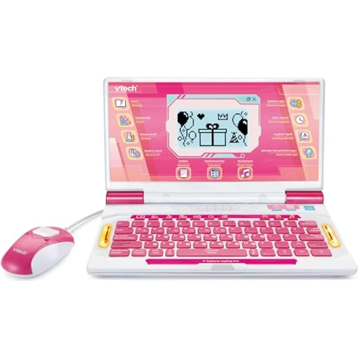 VTech Explorer Laptop Pro pink, Lernspiel-Laptop mit 164 Spielen, QWERTZ-Tastatur und bilingualem Modus – Bild 4
