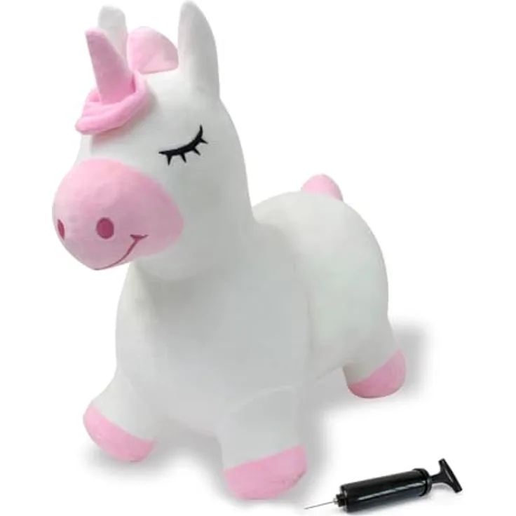 Jamara Hüpftier Einhorn, Plüschbezug mit Pumpe, fördert Gleichgewichtssinn, BPA-frei, ab 12 Monate