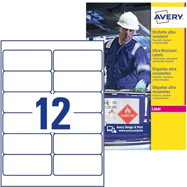 AVERY Zweckform L7913-10 Strapazierfähige Folienetiketten, 120 Aufkleber, extrem stark selbstklebend, 99,1x42,3mm, bedruckbare Outdoor Klebefolie, weiß – Bild 1