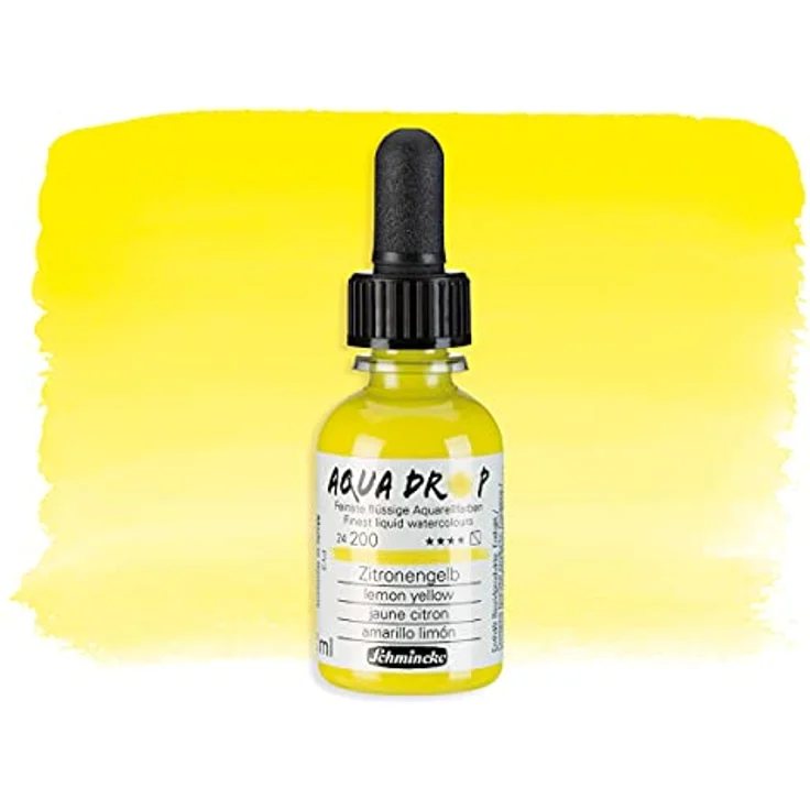 Schmincke AQUA DROP Aquarellfarbe, Zitronengelb, pigmentbasiert, 30 ml Pipettenflasche, lichtecht für Aquarellmalerei und Handlettering – Bild 2