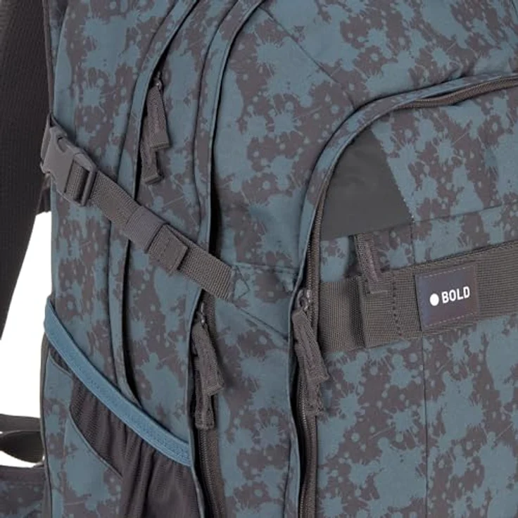 LÄSSIG BOLD Lässig Schulrucksack Bold Spots Blue, ergonomisch, höhenverstellbares Rückenteil, 30 l Volumen, mit Reflektoren, schmutz- und wasserabweisend, aus 100% recyceltem Polyester – Bild 4