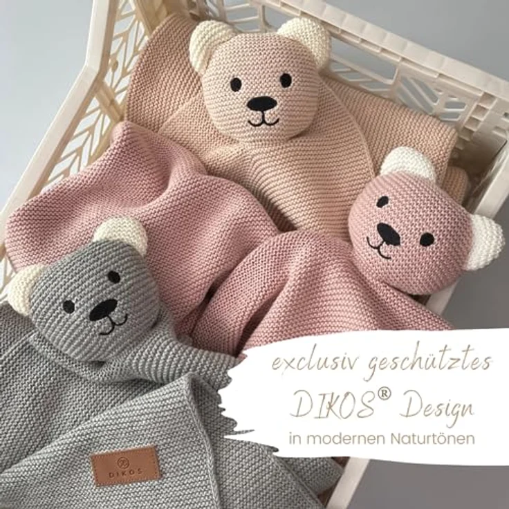 DIKOS® Original Babydecke SCHMUSE-BÄR Altrosa | 100% Bio-Baumwolle Neugeborenen Decke | Sommer Kuscheldecke Mädchen/Junge | Schmusedecke Kinderwagen | Baby Erstausstattung | Geschenk zur Geburt – Bild 7