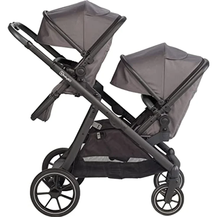 BabyGo Zwillings-Kombikinderwagen Duo, grau, inkl. Wickeltasche u. 2 Regenhauben – Bild 6