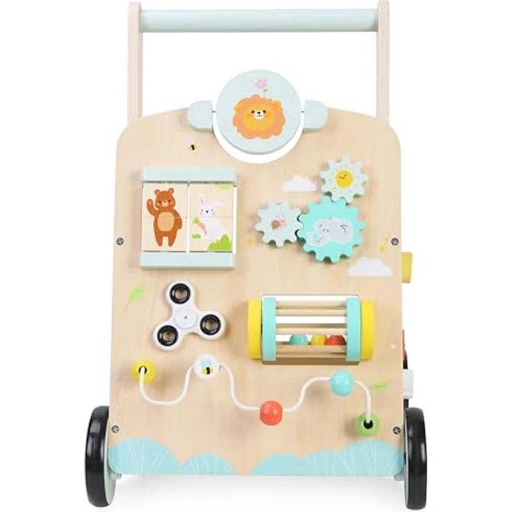 Bayer Chic 2000 Lauflernwagen aus Holz, bunt, verstellbare Lauflernhilfe mit Motorikspielzeug und Activity-Walker, 436-20 – Bild 2